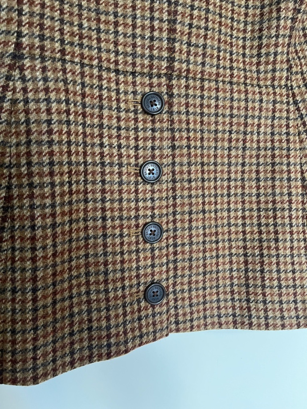 Brooks Brothers Brown Wool Houndstooth Blazer With Elbow Patches - Picture 5 of 15